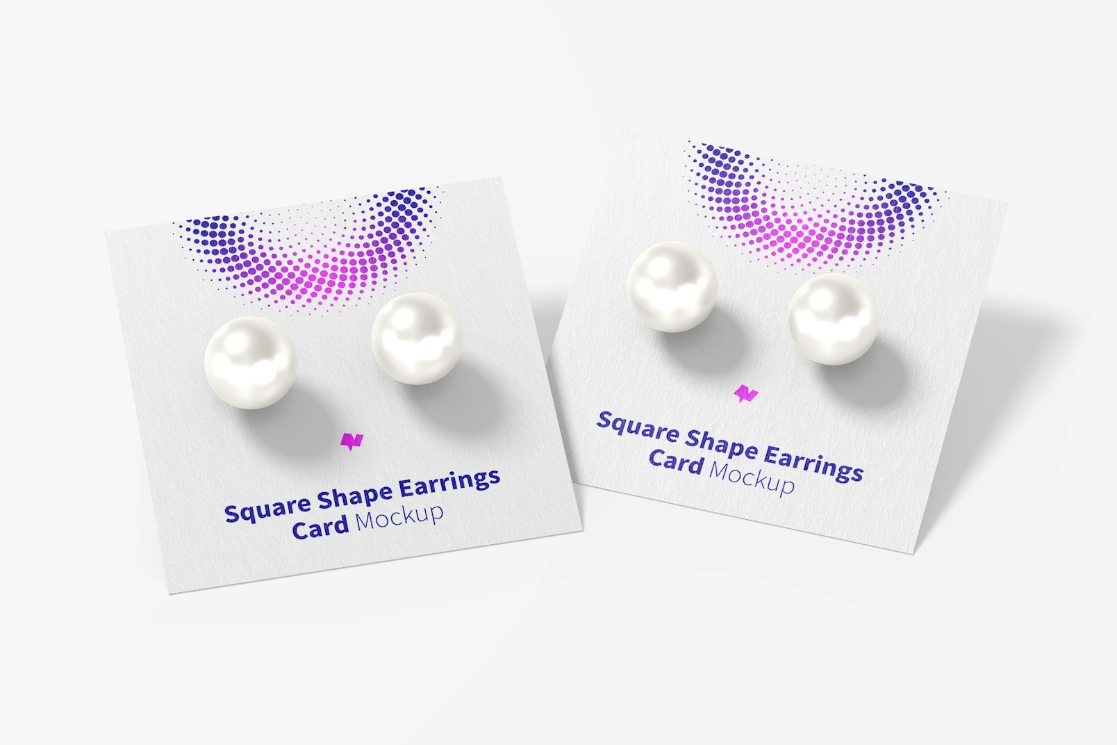 Square Shape Earrings Card Set Mockup