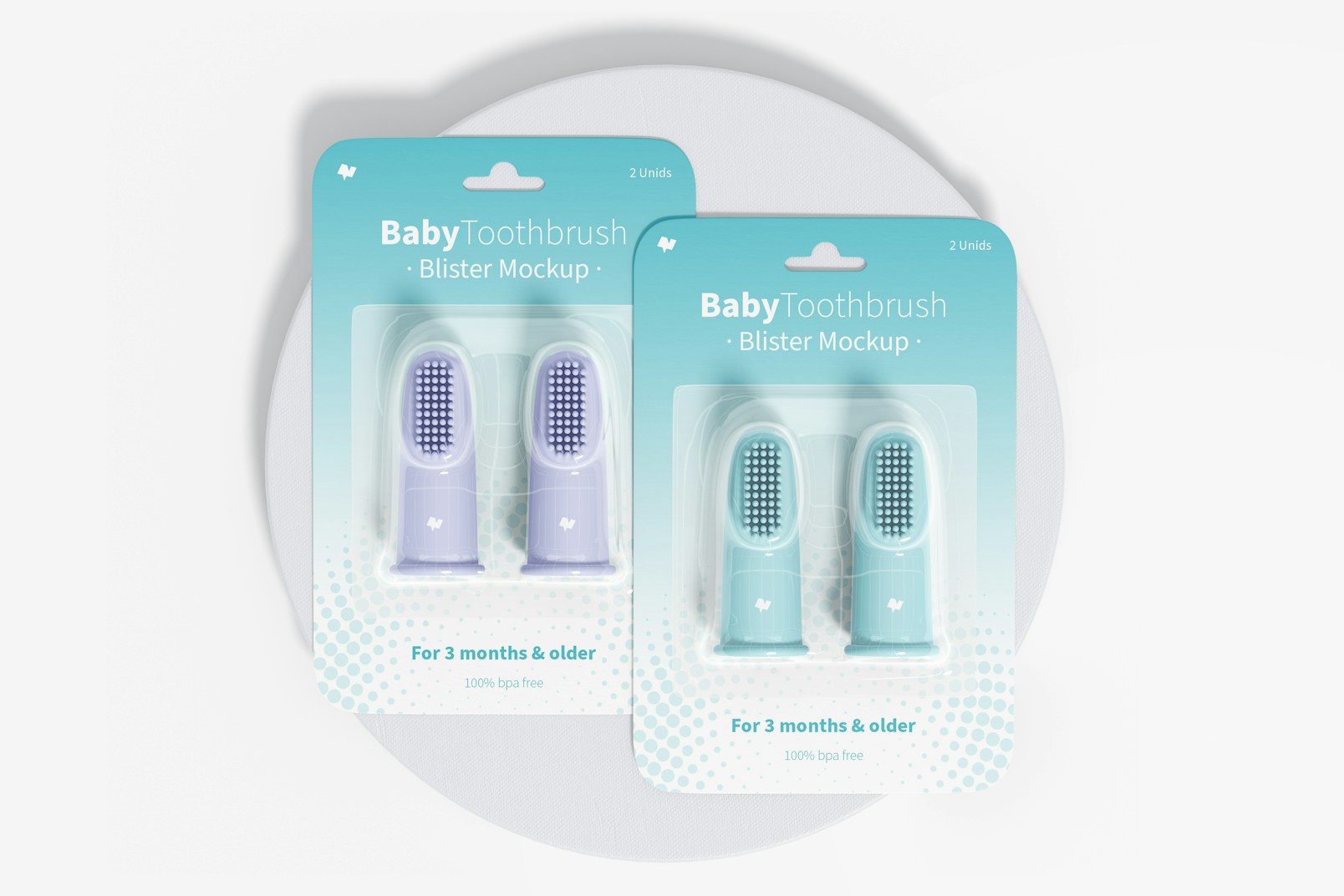 Baby Toothbrush Blister Mockup, Top View