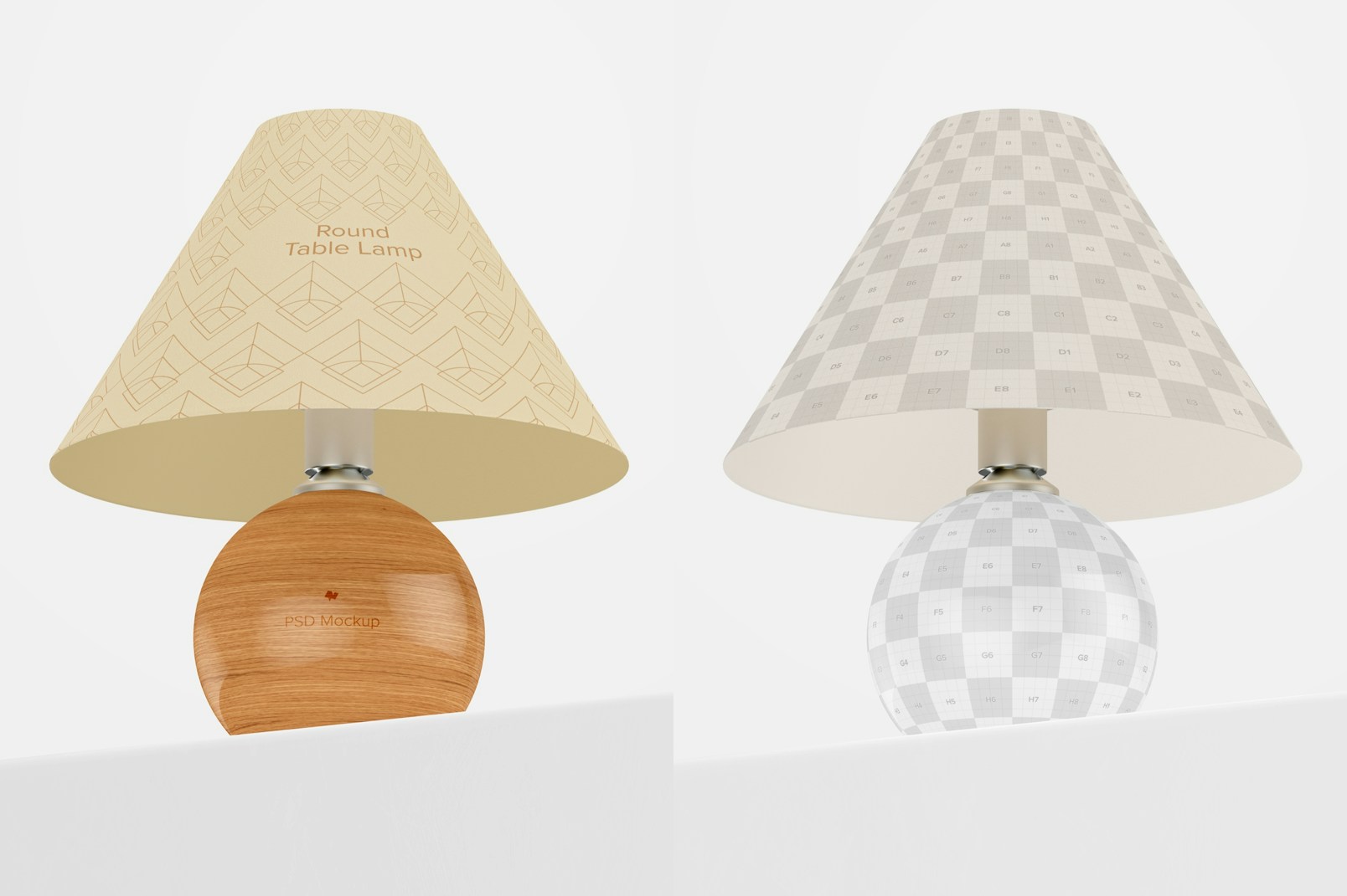 Round Table Lamp Mockup, Low Angle View
