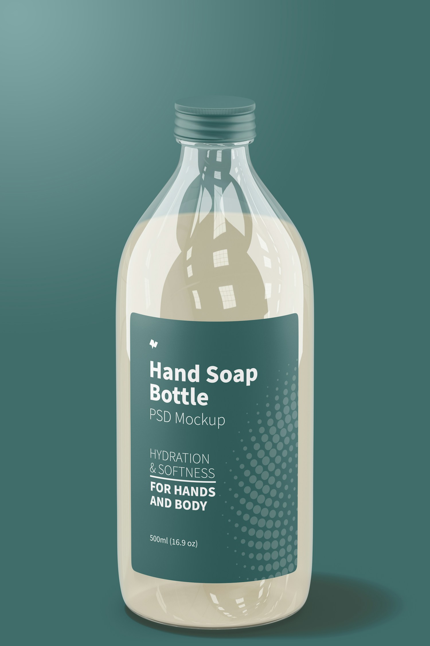 Hand Soap Clear Bottle Mockup, Front View