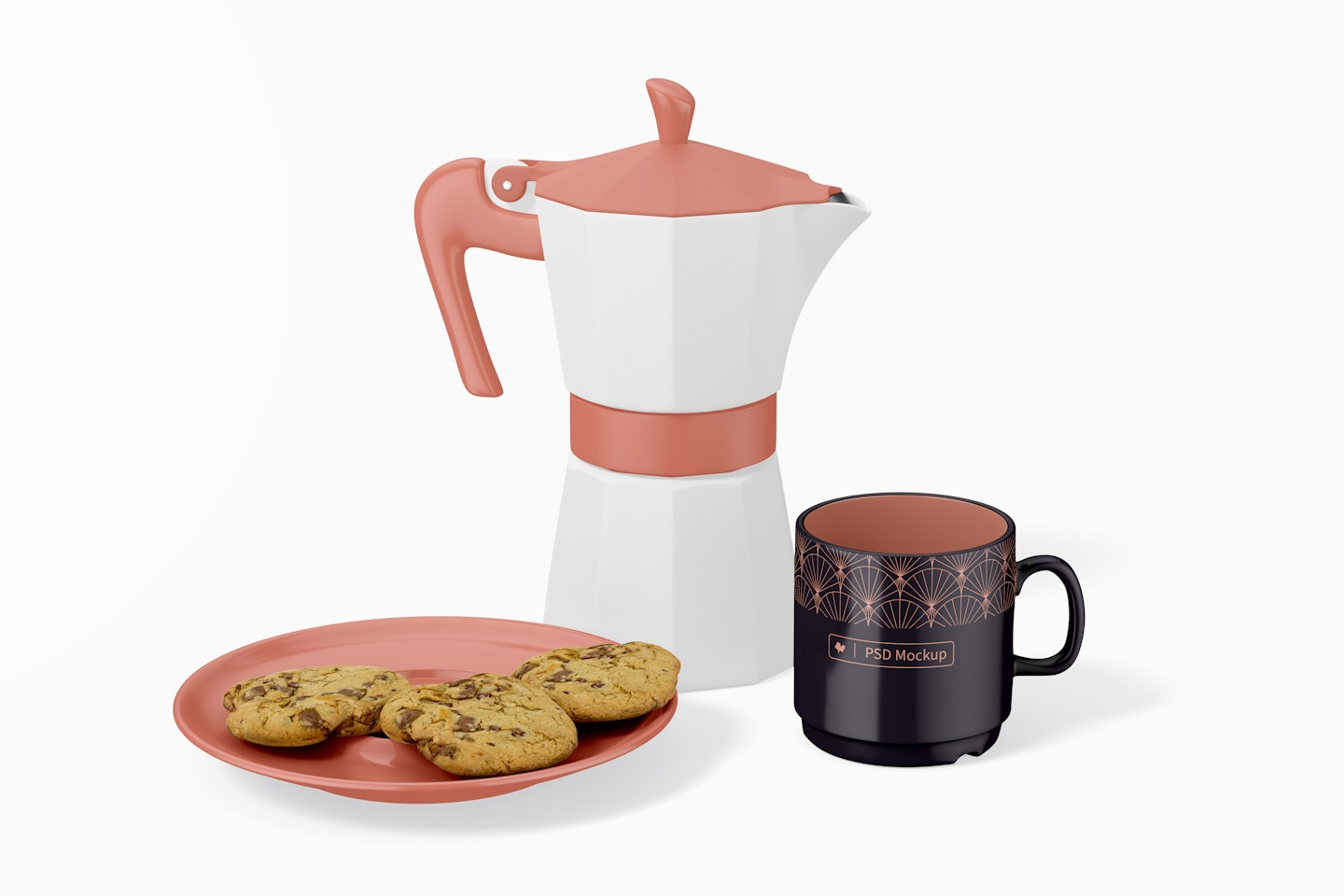 Espresso Cup with Cookies Mockup