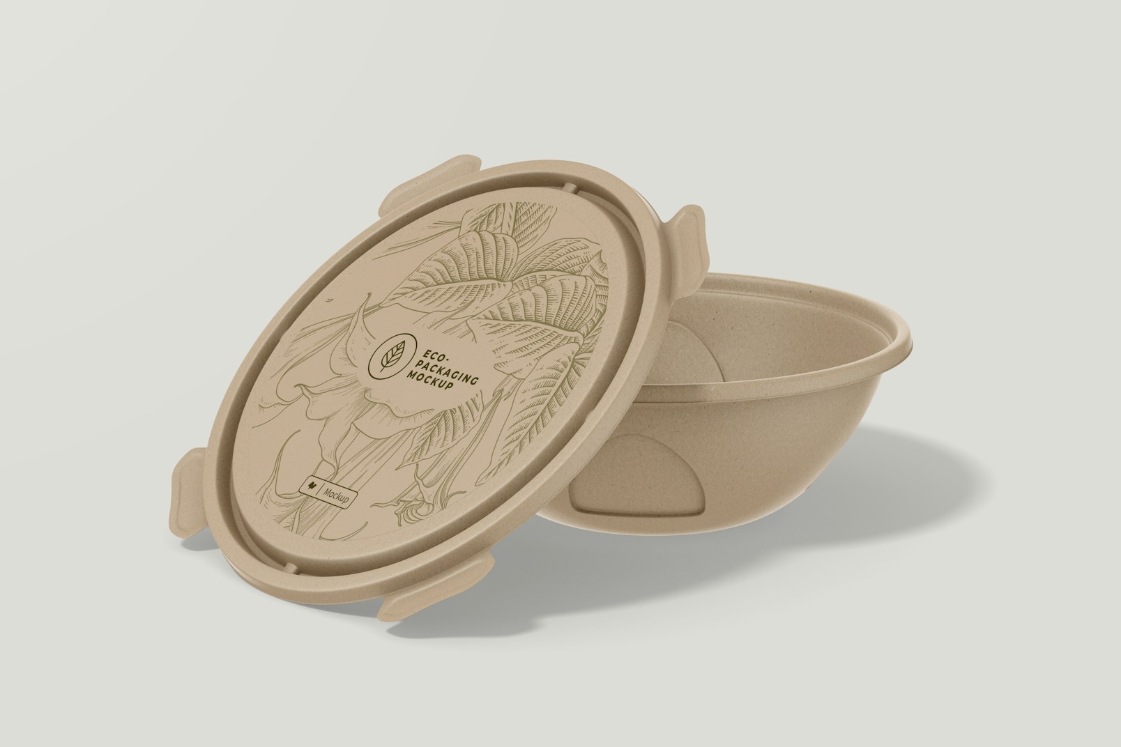 Compostable Bowl with Lid Mockup, Opened