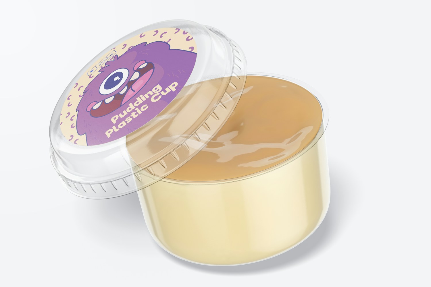 Pudding Plastic Cup Mockup, Opened