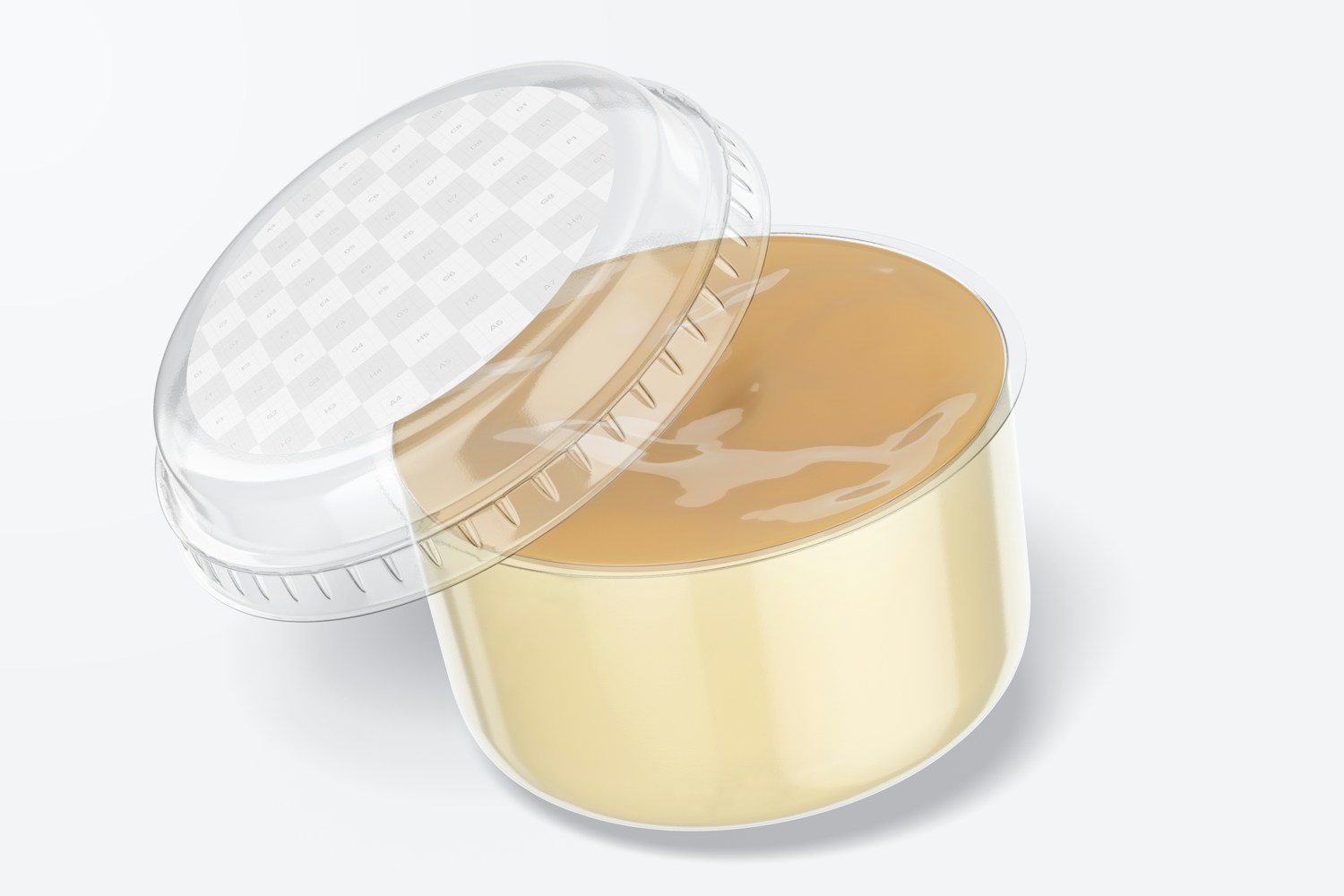 Pudding Plastic Cup Mockup, Opened