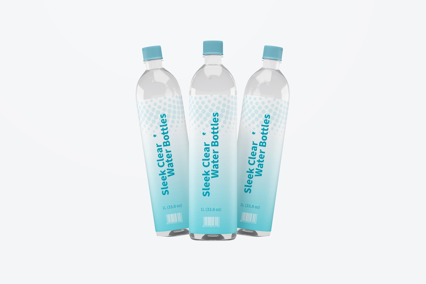 1L Sleek Clear Water Bottles Mockup