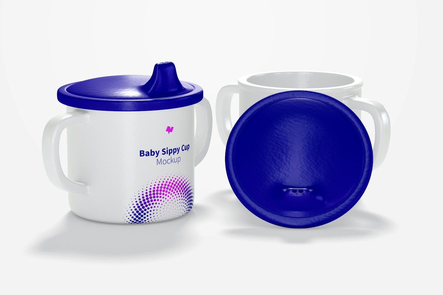 Baby Sippy Cup Mockup, Opened and Closed Baby Sippy Cup Mockup, Opened and Closed
