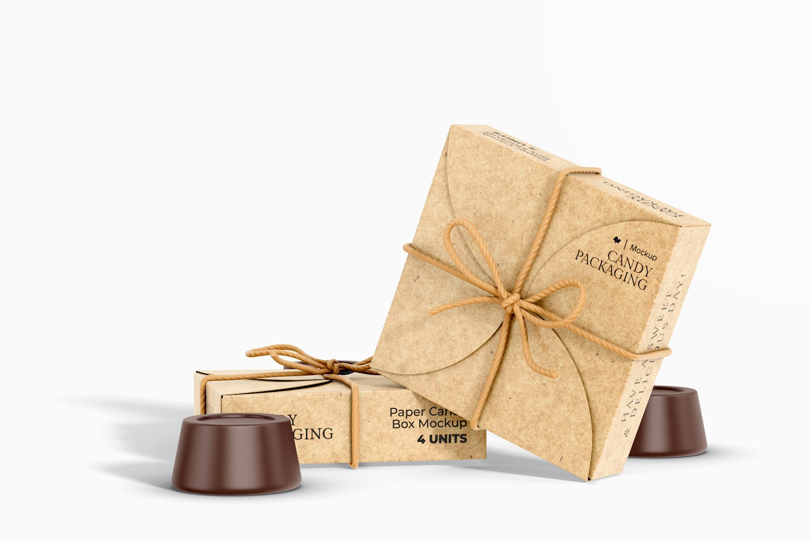 Paper Candy Box Mockup, with Chocolate
