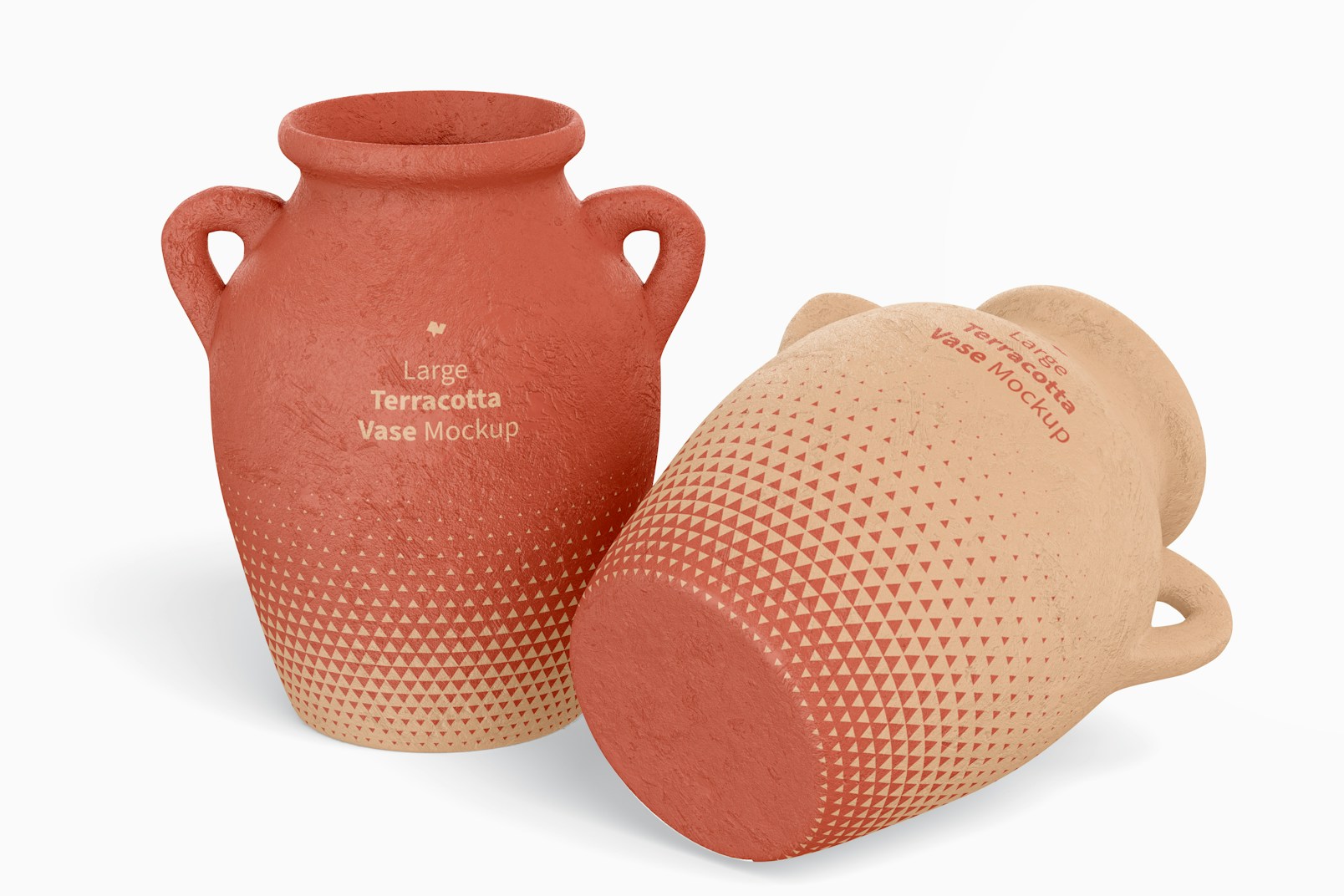 Large Terracotta Vases with Handles Mockup, Standing and Dropped