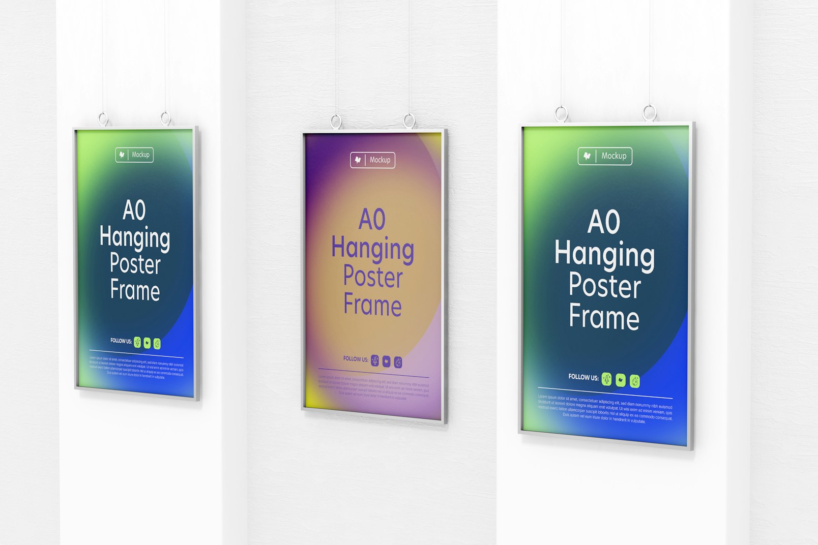 A0 Hanging Metal Poster Frames Mockup, Right View