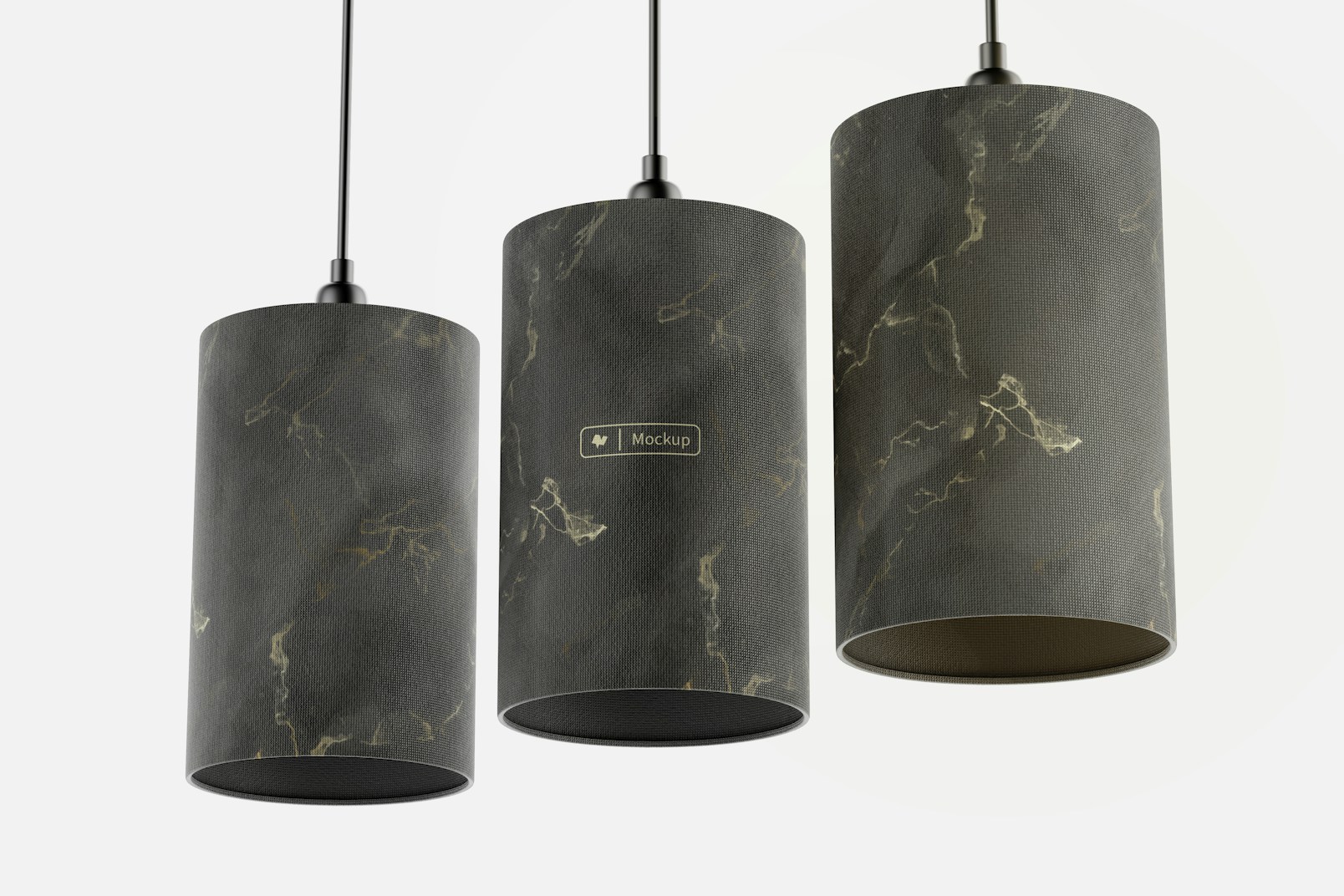 Cylinder Pendant Lamps Mockup, Low Angle View