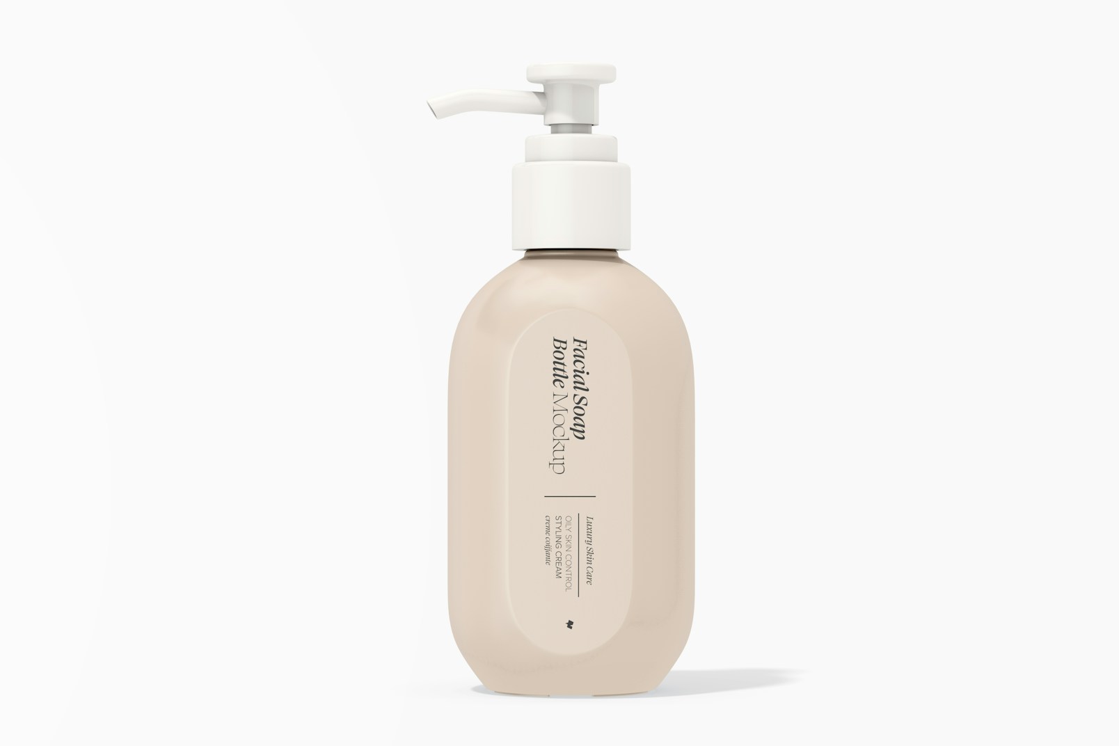 Facial Soap Bottle with Pump Container Mockup, Leaned