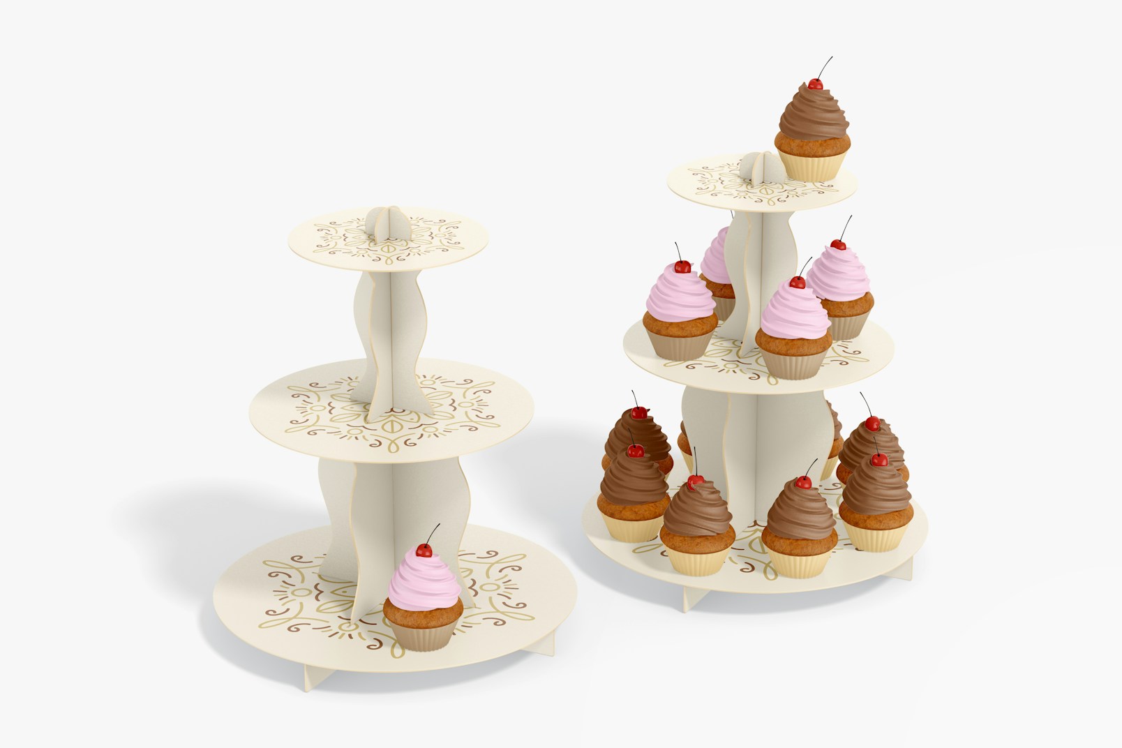 Maqueta de Stands de Tres Pisos para Cupcake