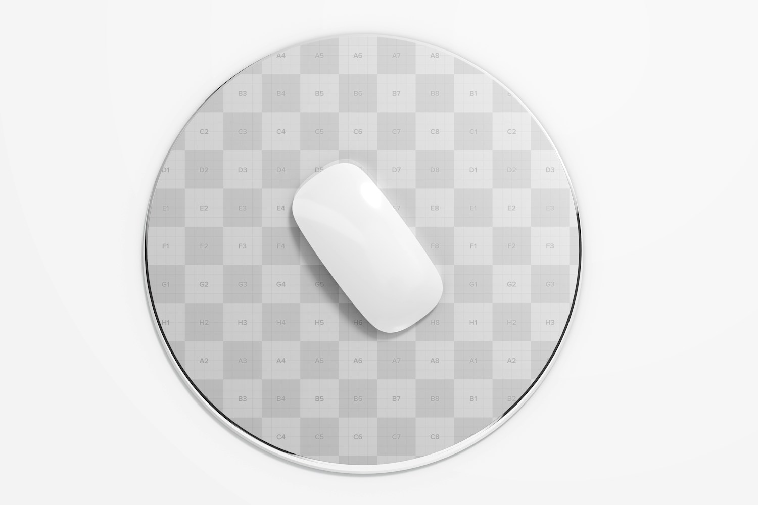 Round Aluminum Mouse Pad Mockup, Top View