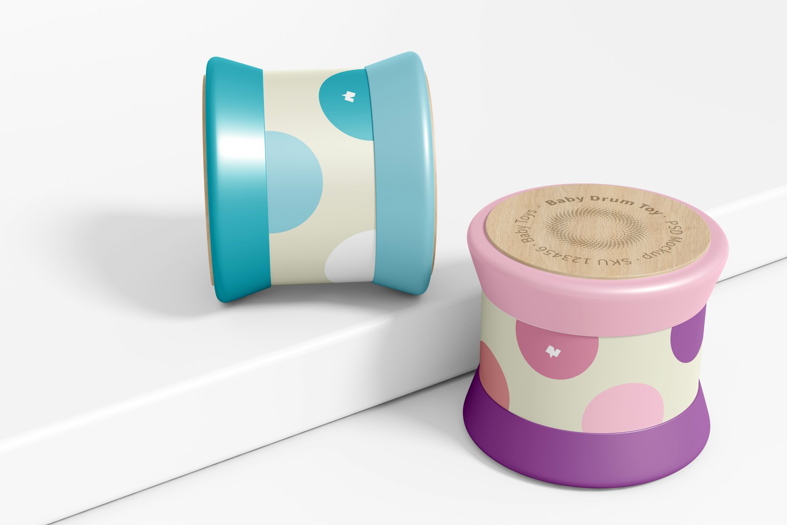 Baby Drum Toy Mockup, Perspective