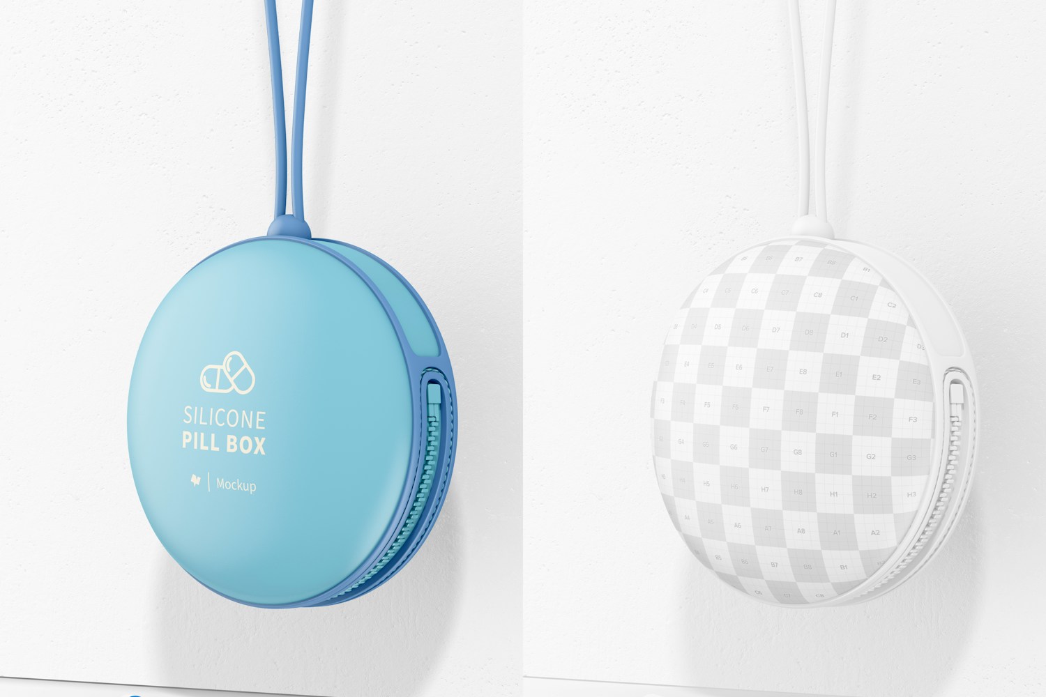 Silicone Pill Box Mockup, Hanging Silicone Pill Box Mockup, Hanging