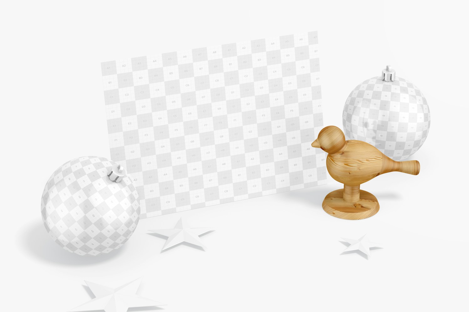Glossy Christmas Ball with Card Mockup