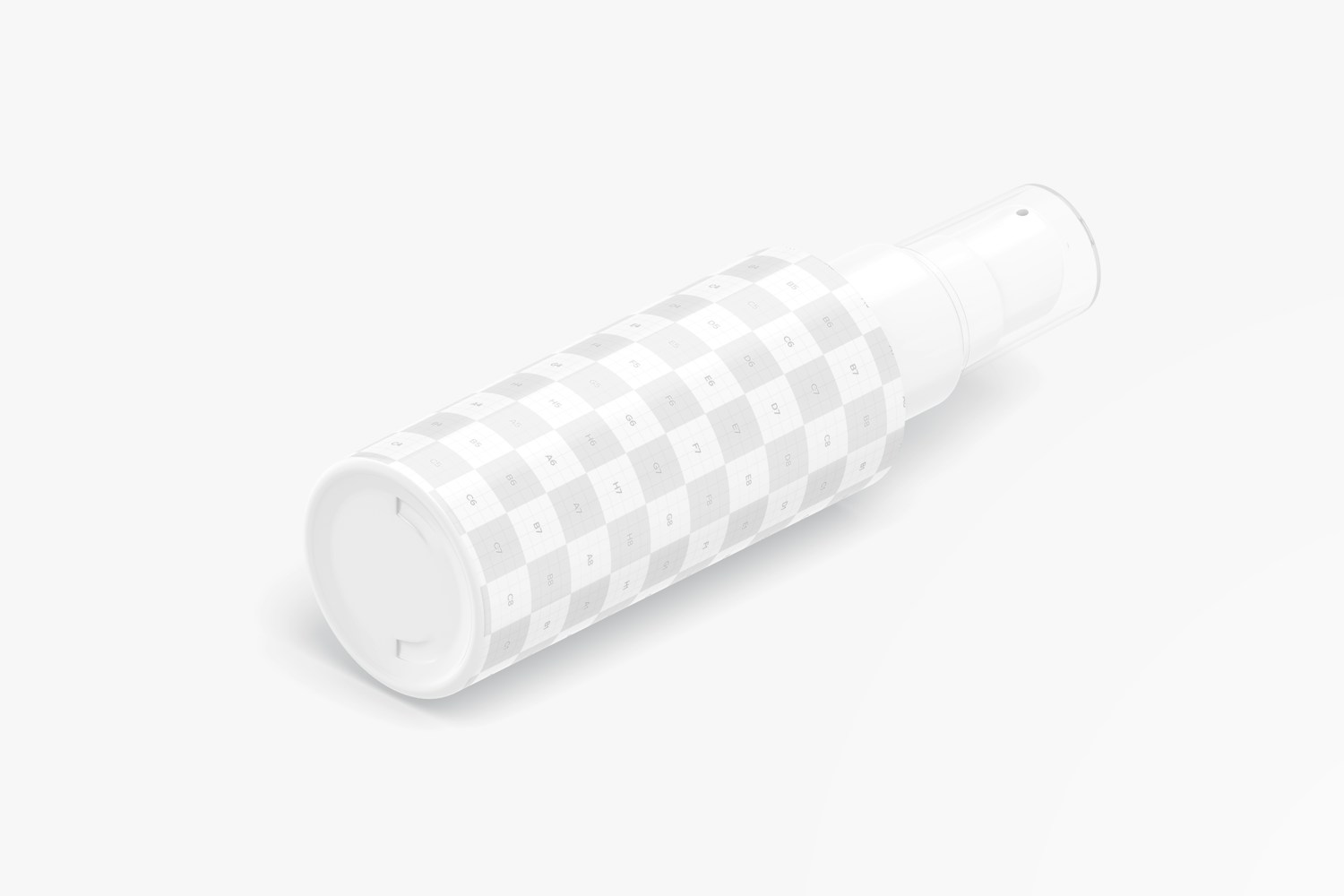 2 oz Pump Round Bottle Mockup, Isometric Right View