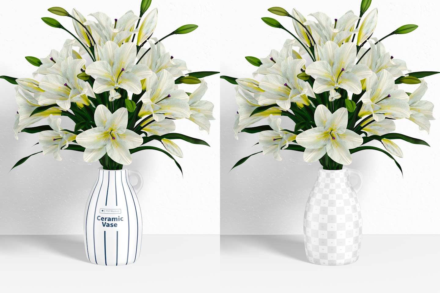 Ceramic Vase Mockup, with Flowers