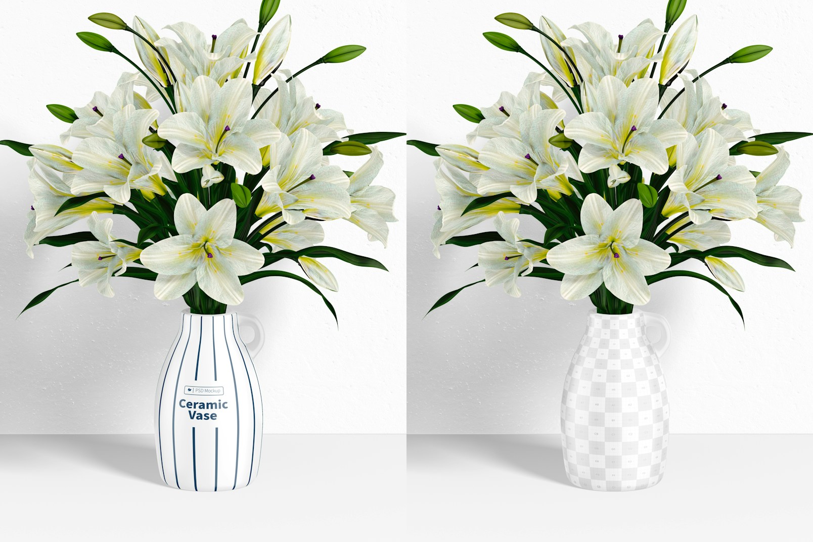 Ceramic Vase Mockup, with Flowers