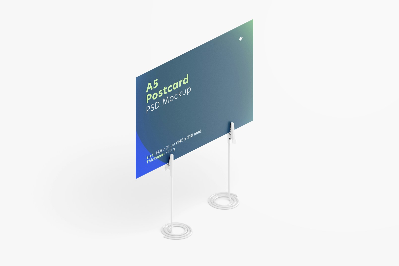A5 Postcard with Card Holder Mockup, Isometric View