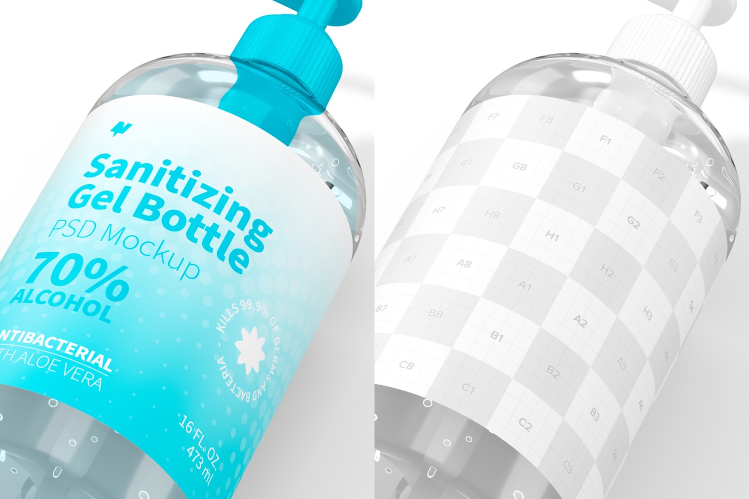 16 oz Sanitizing Gel Bottle Mockup, Close-up 16 oz Sanitizing Gel Bottle Mockup, Close-up
