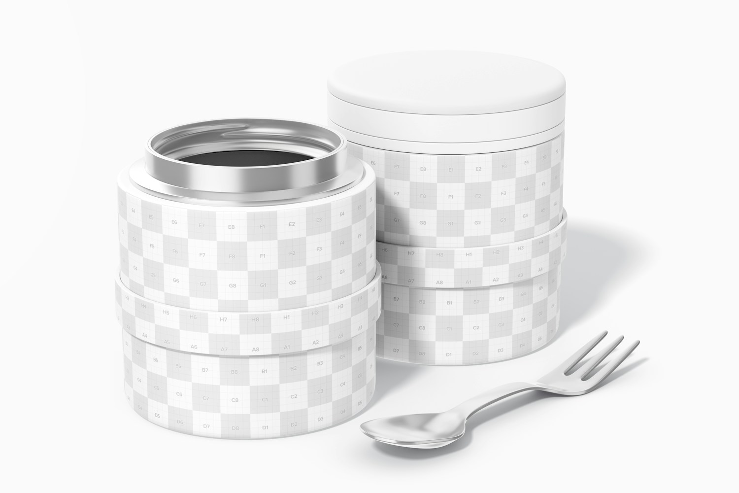 Plastic Food Container with Lid Mockup, Perspective