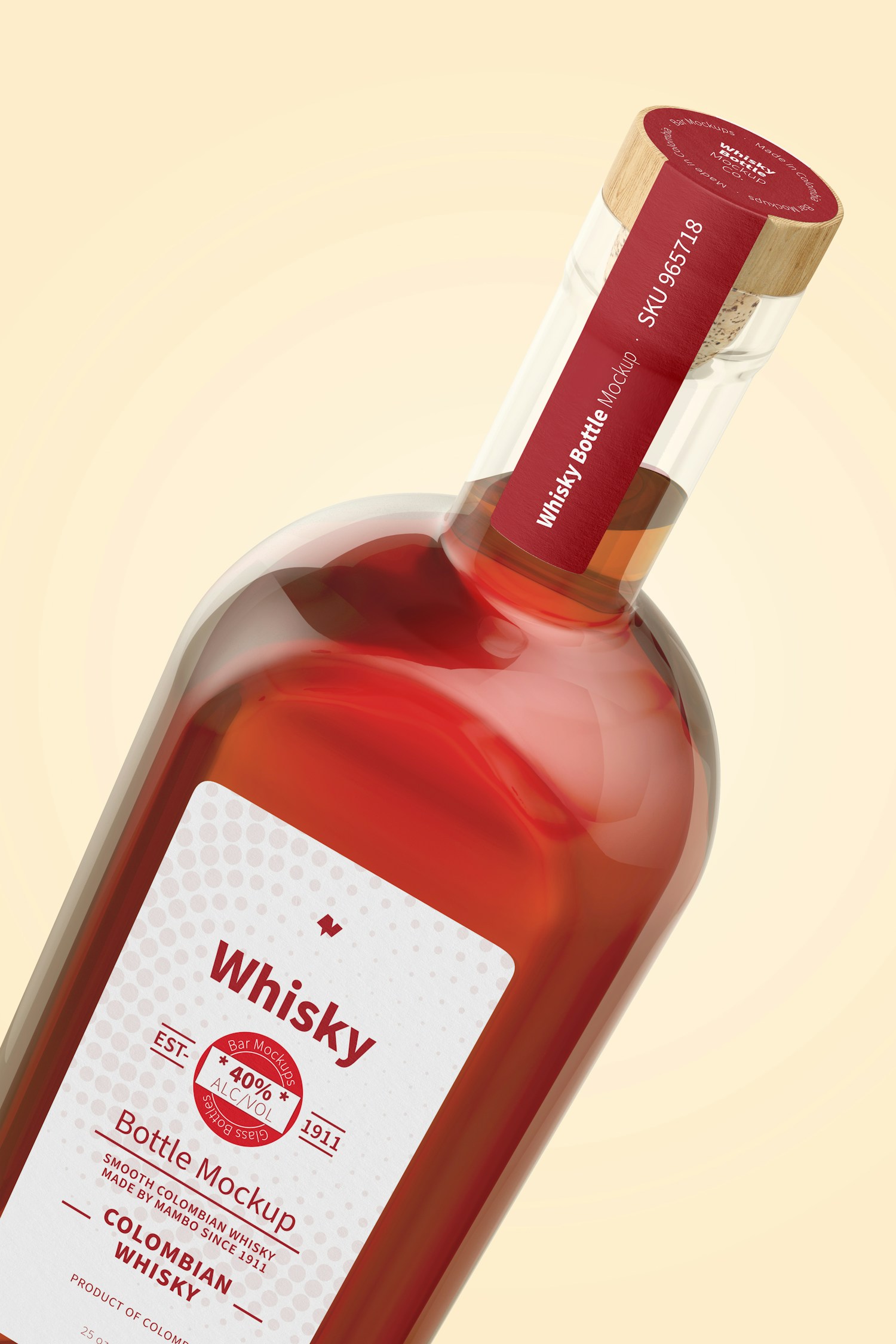 Whisky Bottle Mockup, Close-Up