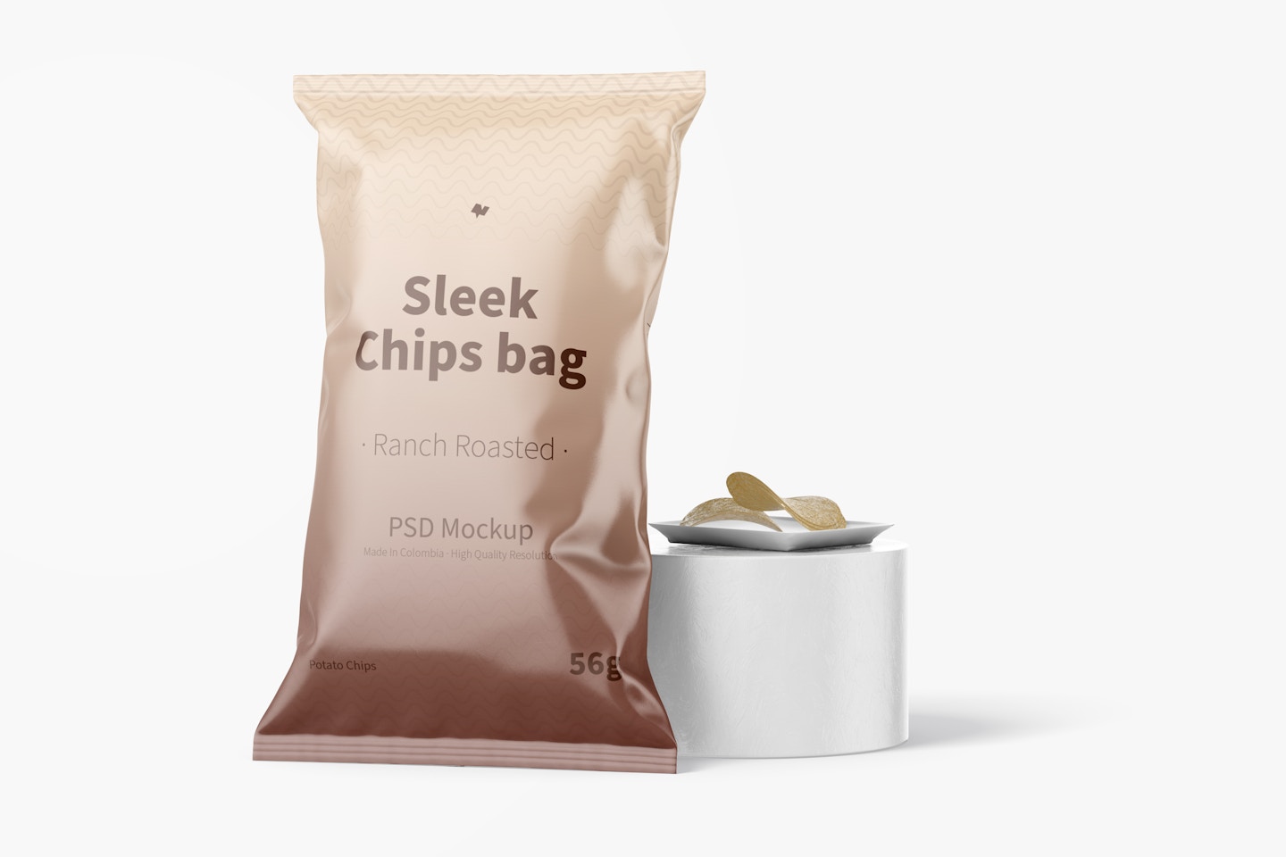 Sleek Chips Bag Mockup, Leaned