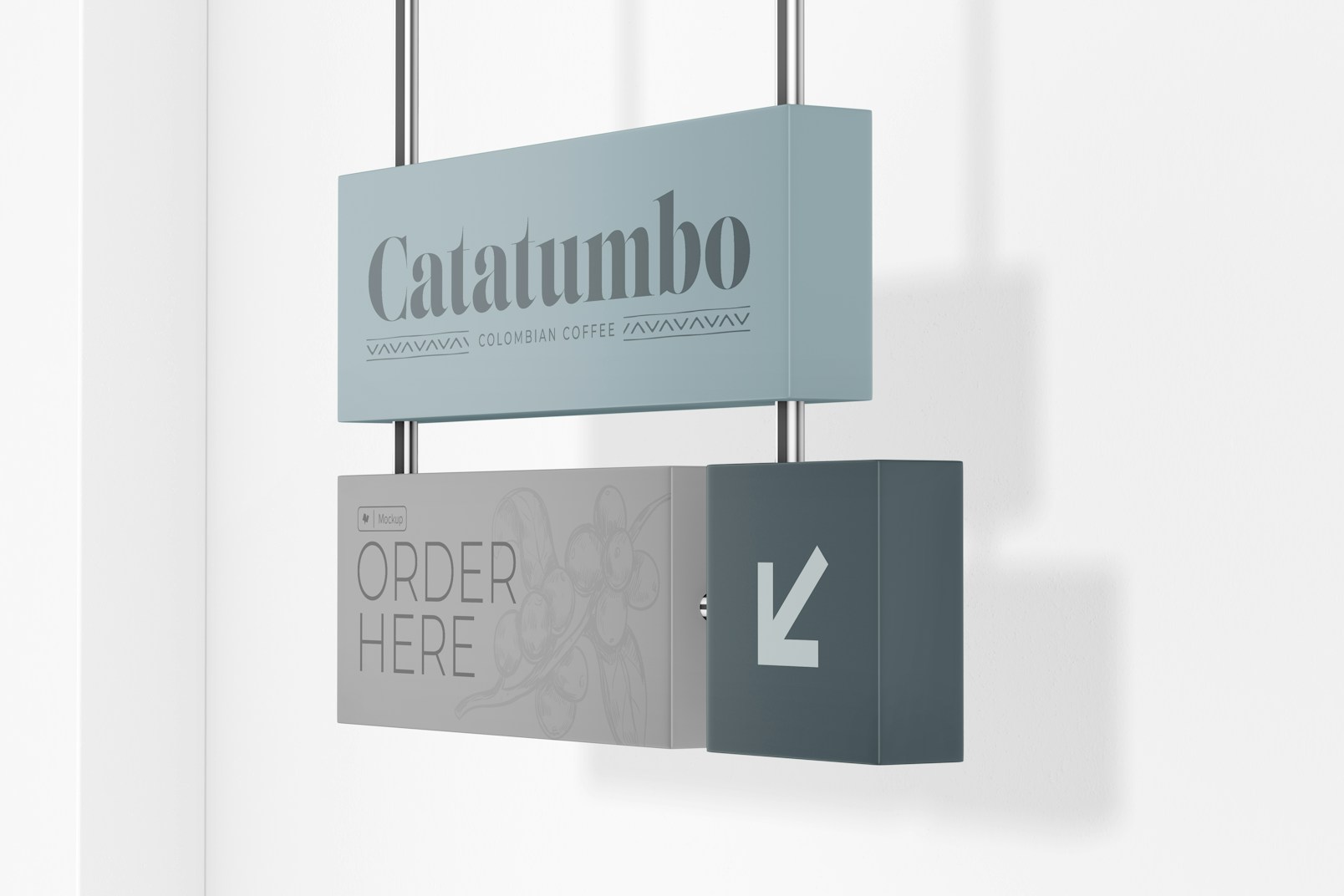 Acrilyc Hanging Sign Box Mockup, Side View