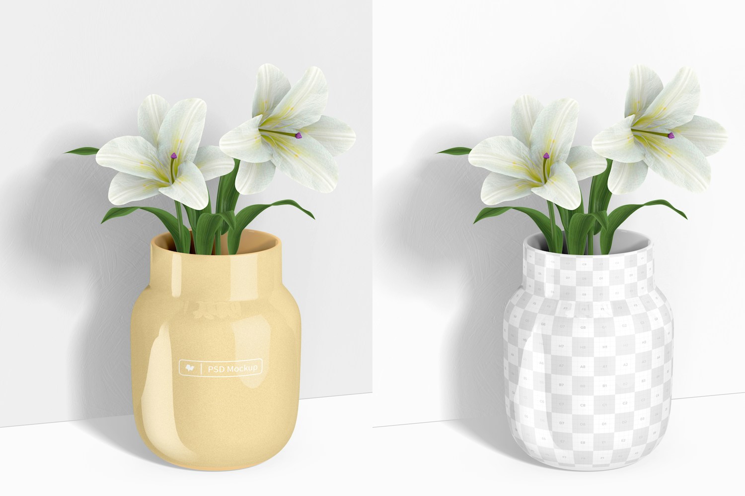 Round Glass Vase Mockup, Right View Round Glass Vase Mockup, Right View