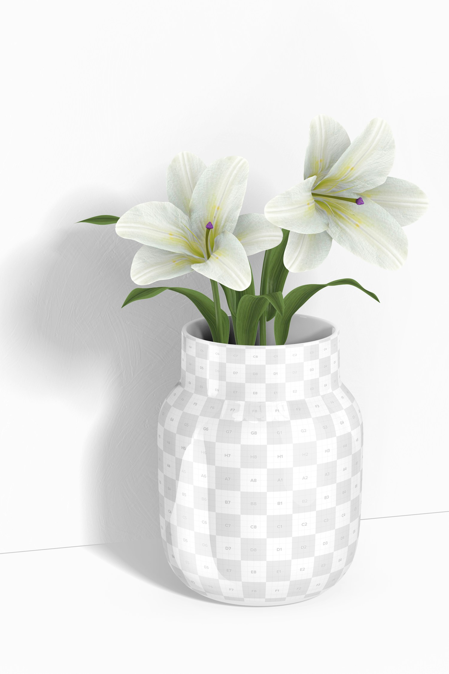 Round Glass Vase Mockup, Right View Round Glass Vase Mockup, Right View