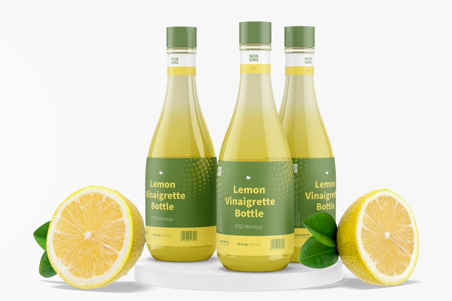 14.5 oz Lemon Vinaigrette Bottles Mockup 14.5 oz Lemon Vinaigrette Bottles Mockup
