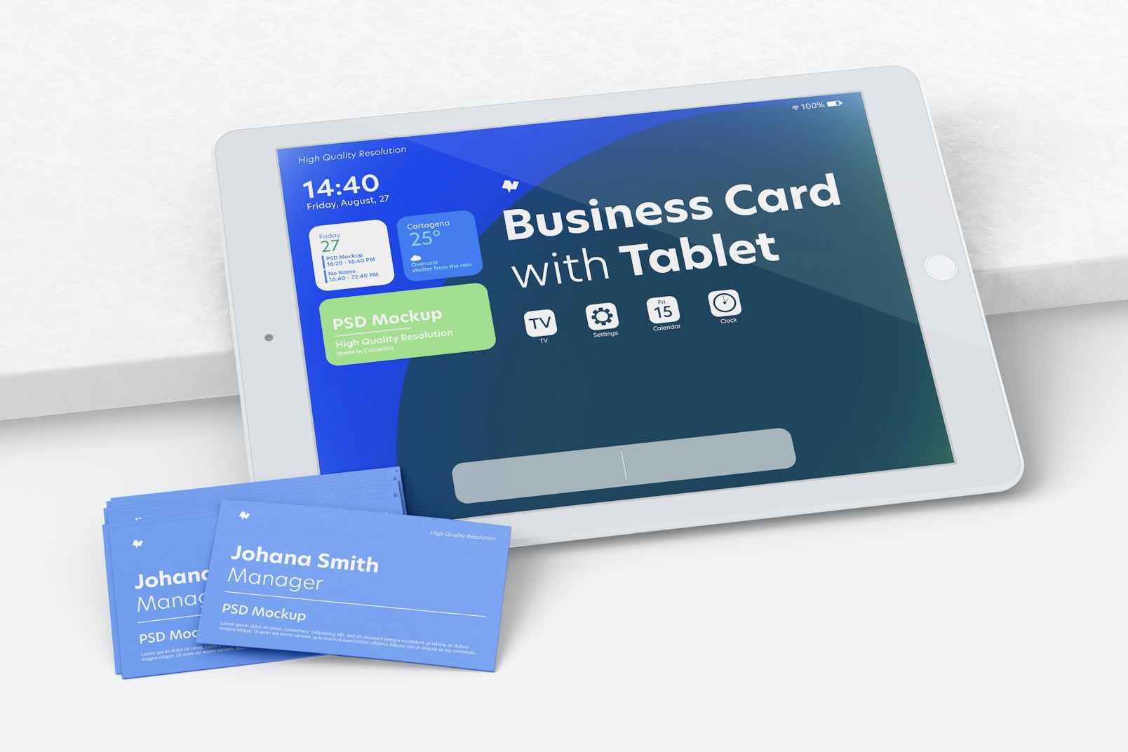 Business Card with iPad Mockup, Leaned