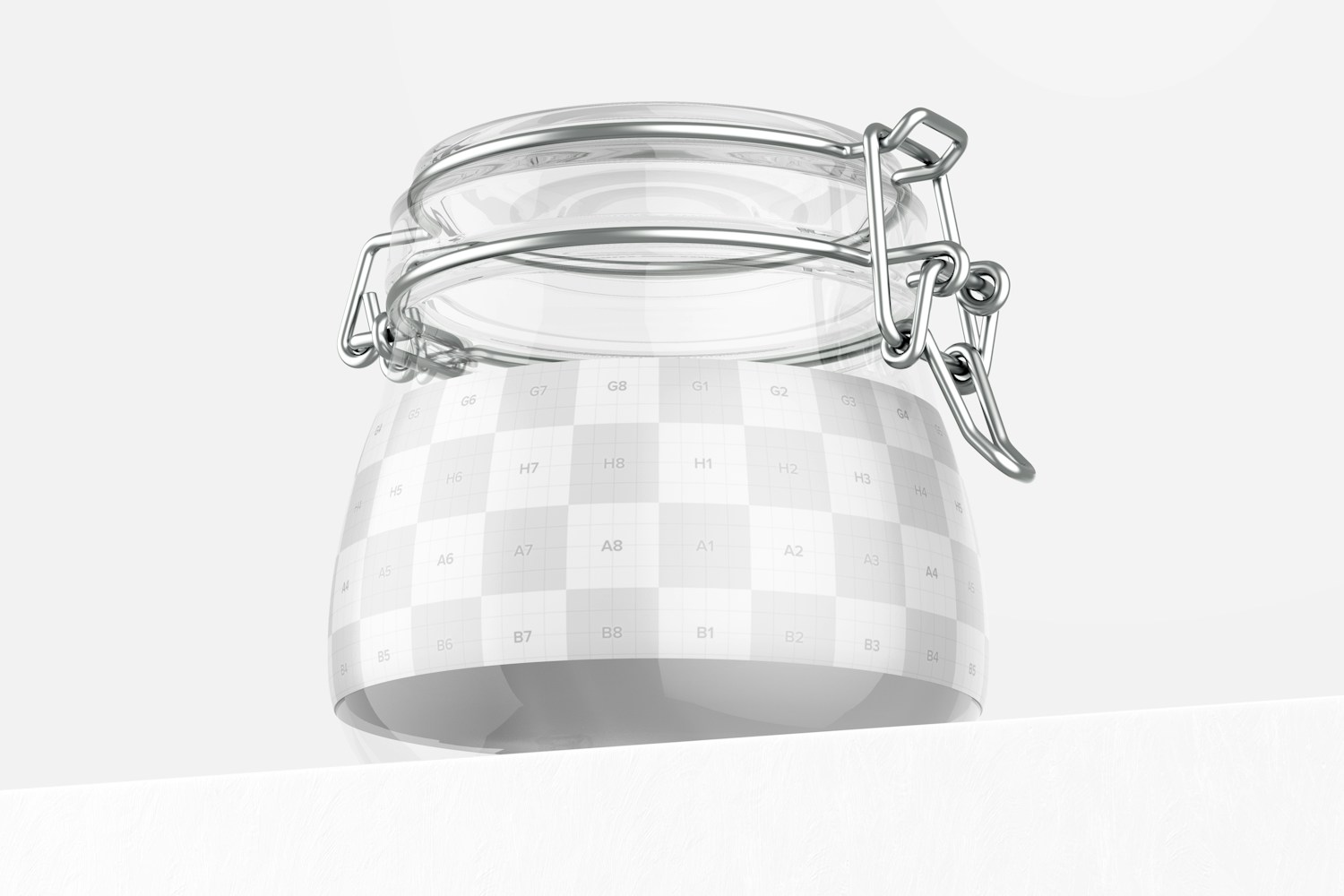 Medical Glass Jar Mockup, Low Angle