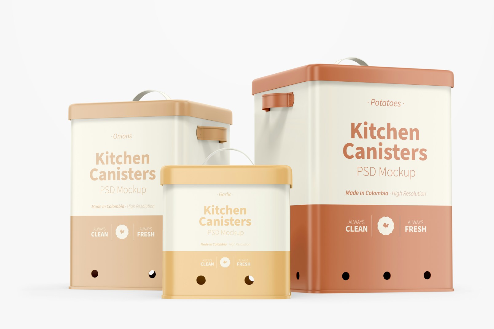 Kitchen Canisters Mockup, Front View