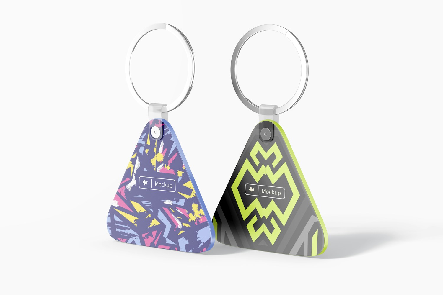 Triangle Shaped Keychains Mockup