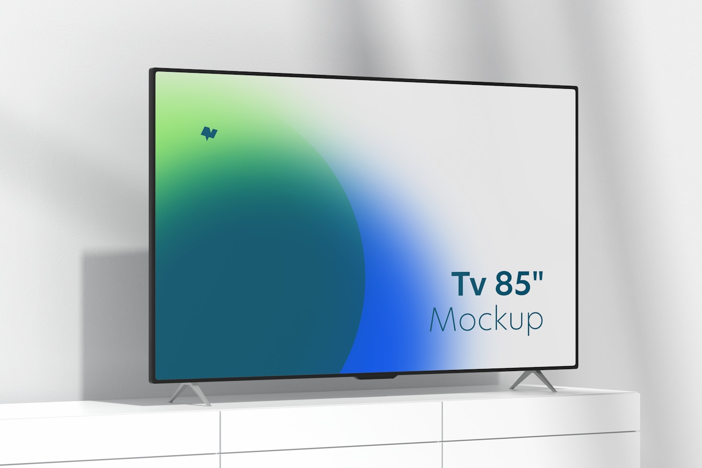 TV 85" on Table Mockup, Right View