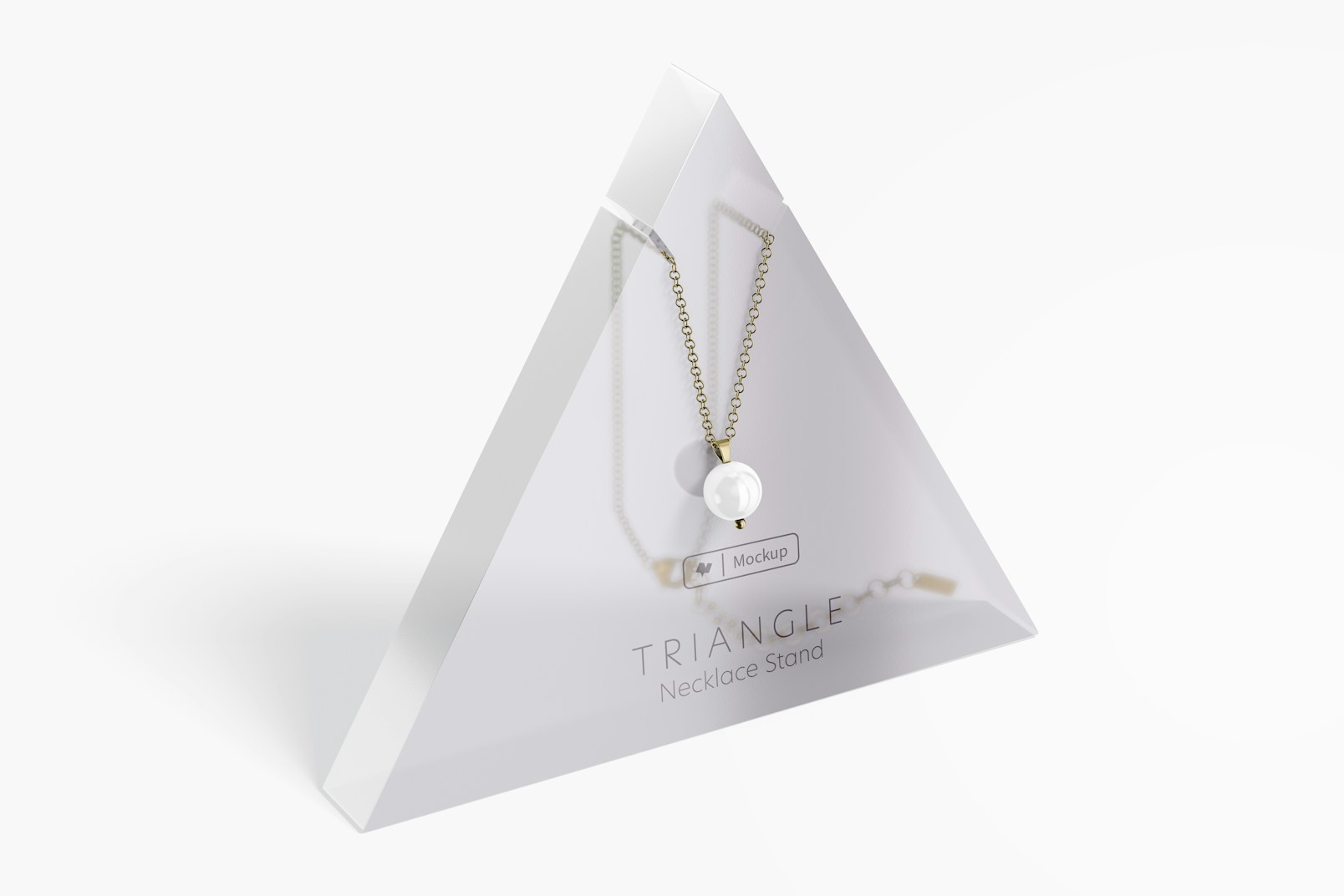 Triangle Necklace Display Stand Mockup, Left View