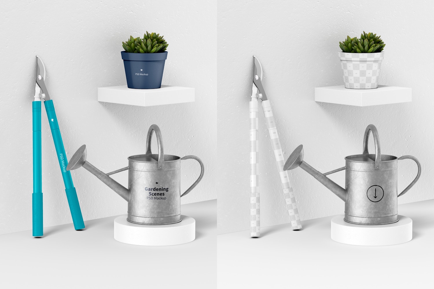 Gardening Scene Mockup, Perspective Gardening Scene Mockup, Perspective