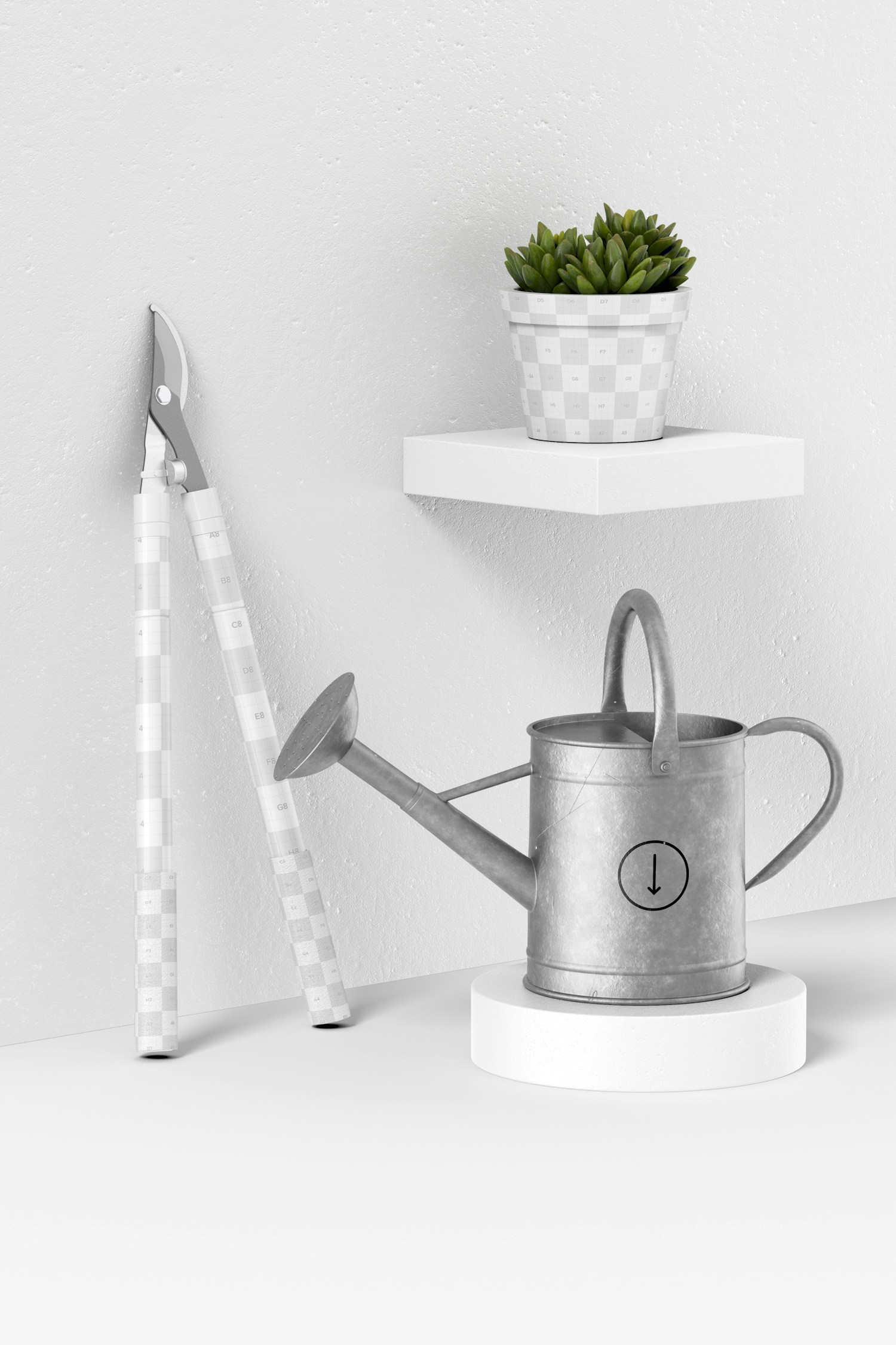 Gardening Scene Mockup, Perspective Gardening Scene Mockup, Perspective