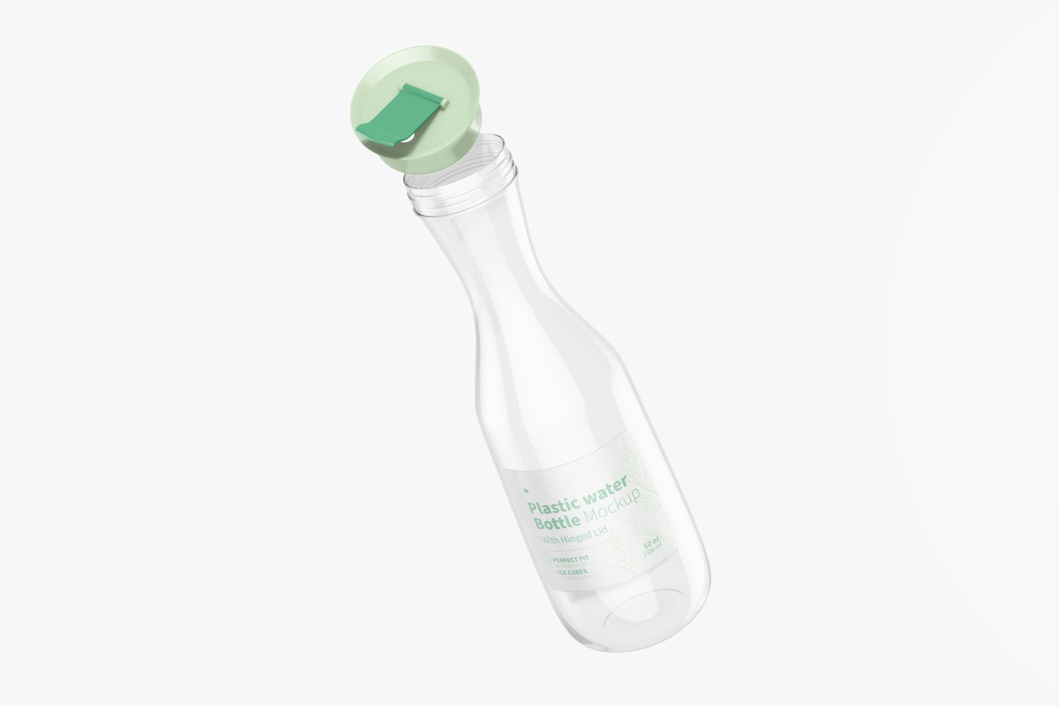 Plastic Water Bottle with Hinged Lid Mockup, Opened
