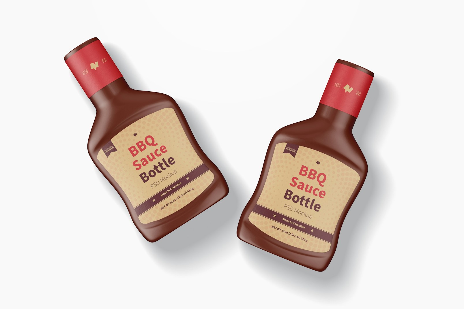 Maqueta de Botellas de Salsa BBQ, Vista Superior