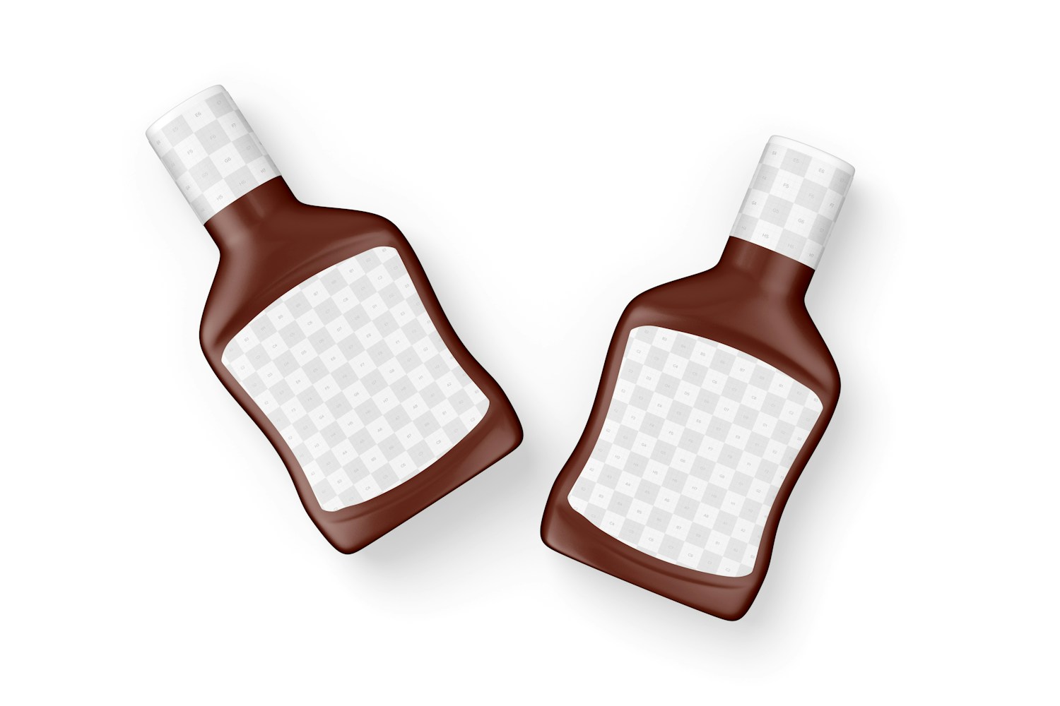 Barbecue Sauce Bottles Mockup, Top View