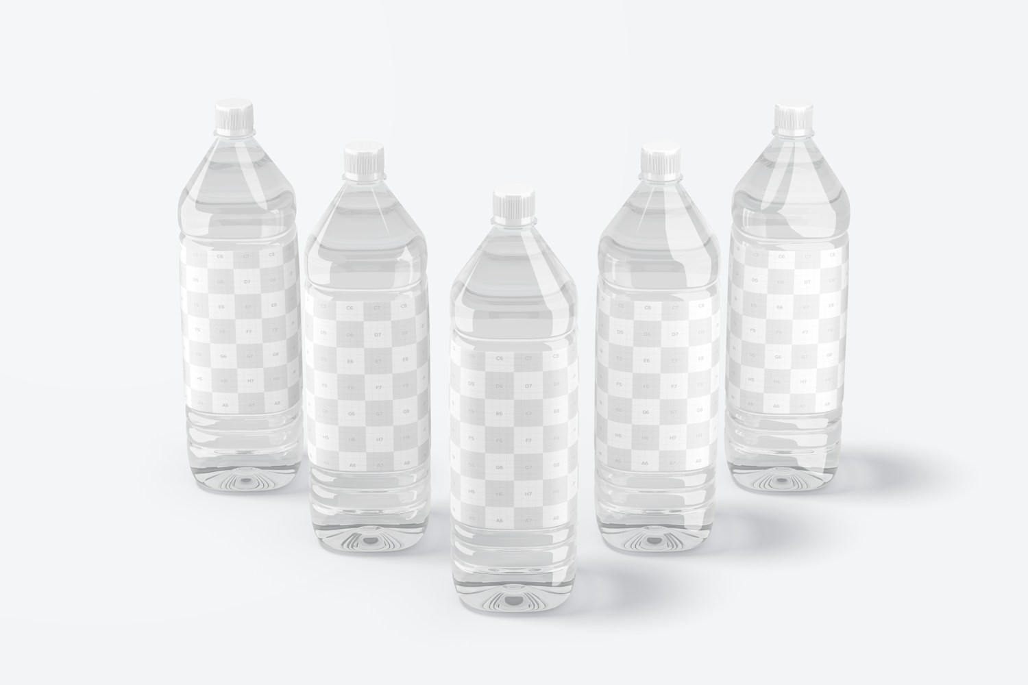 1L Clear Water Bottle Set Mockup