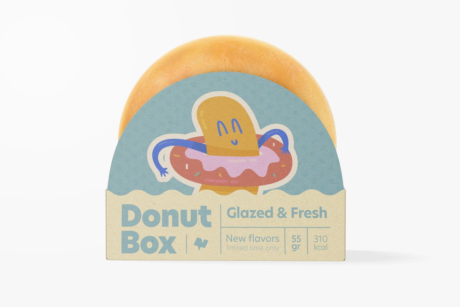 Donut Box Mockup, Front View