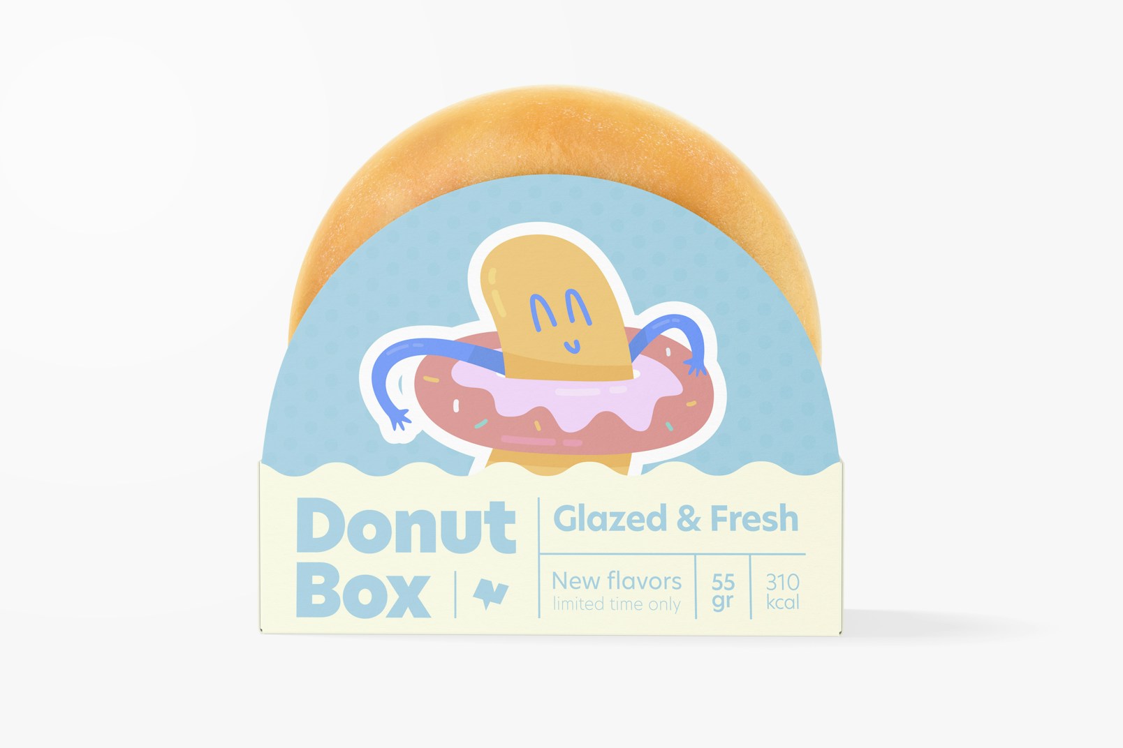 Donut Box Mockup, Front View