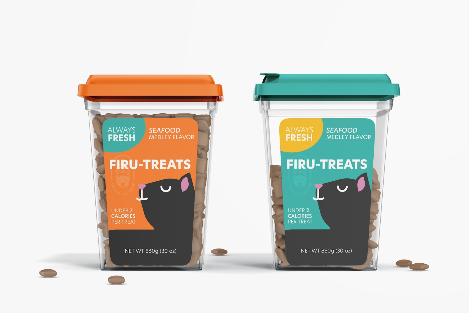Pet Food Containers Mockup, Front View