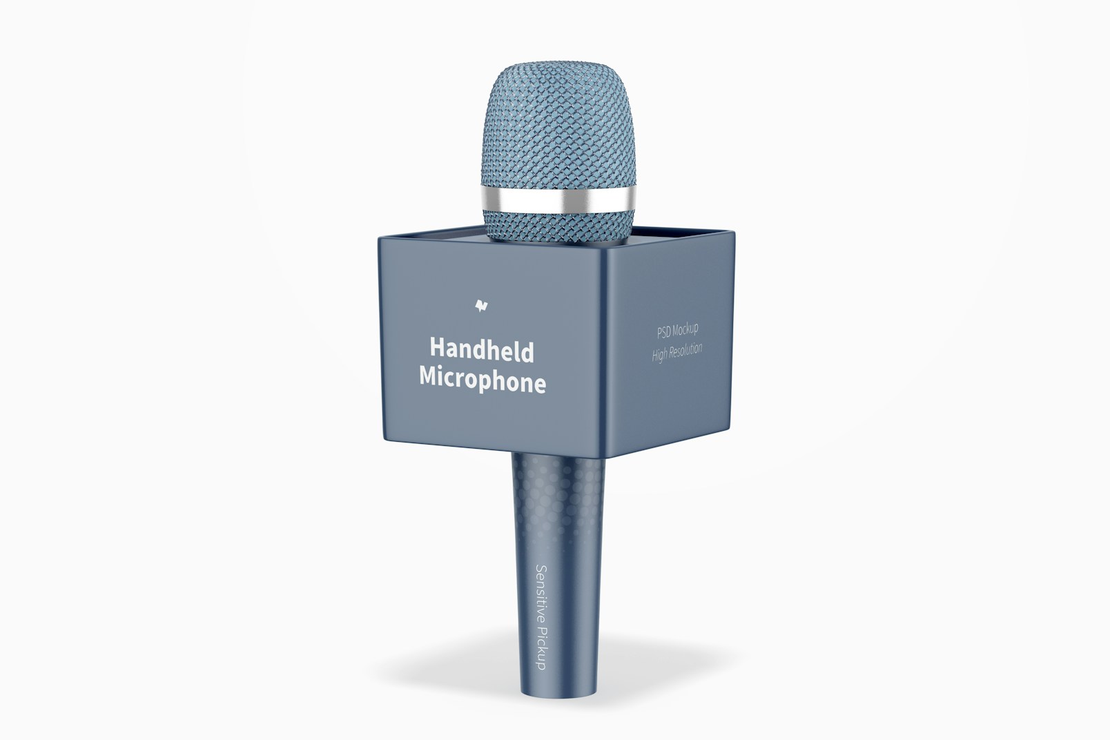 Handheld Microphone with Cube Mockup, Front View