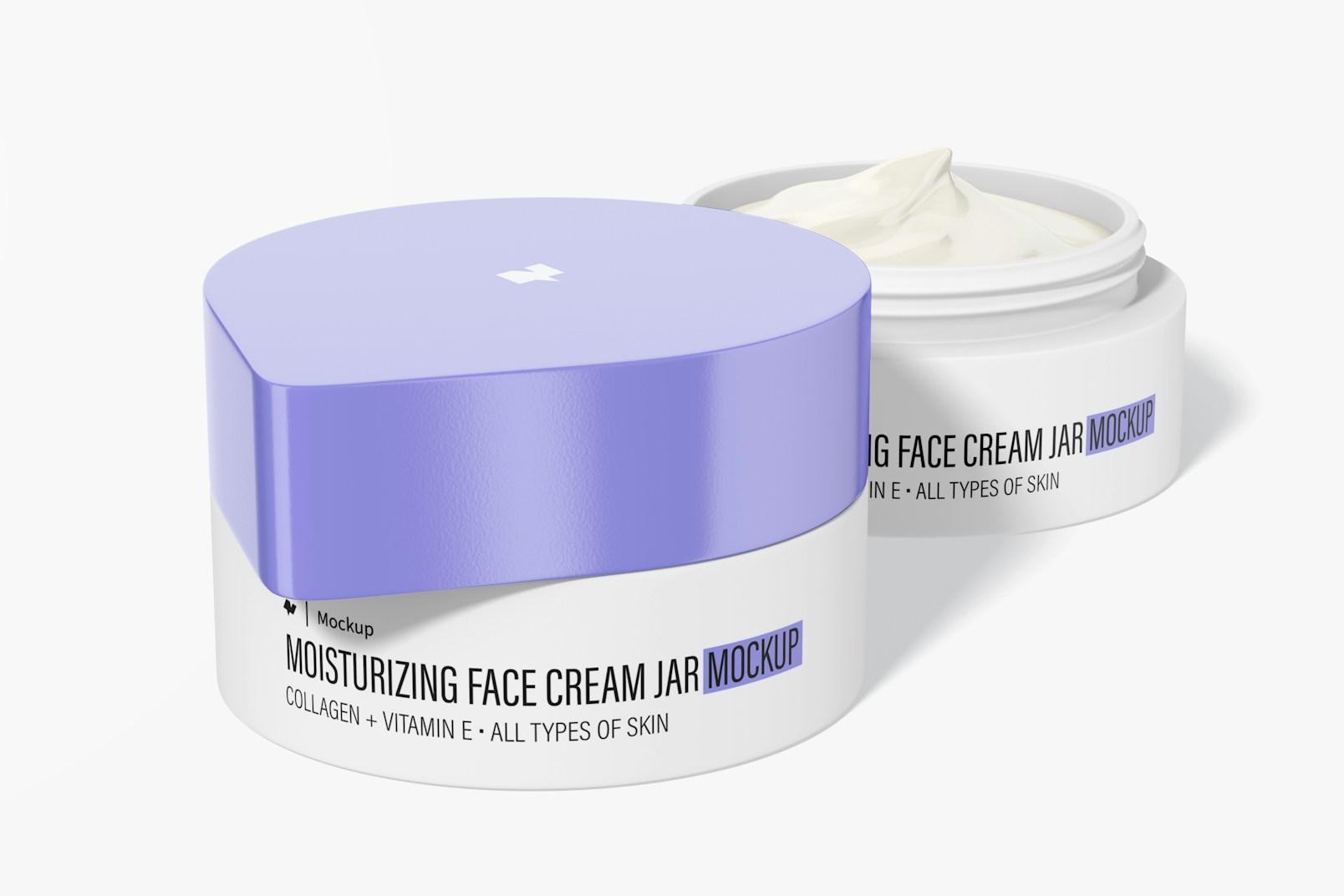 Moisturizing Face Cream Jars Mockup, Closed and Opened