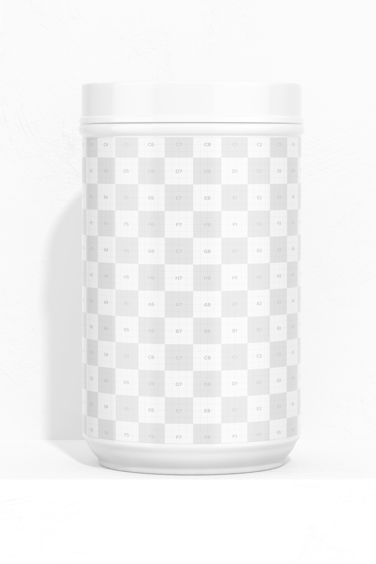 Long Protein Powder Container Mockup, Front View